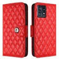 For Motorola Edge+ 2023 Rhombic Texture Flip Leather Phone Case with Lanyard(Red)