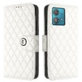 For Motorola Edge 40 Neo Rhombic Texture Flip Leather Phone Case with Lanyard(White)