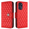 For Motorola Moto G 5G 2022 Rhombic Texture Flip Leather Phone Case with Lanyard(Red)