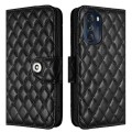 For Motorola Moto G 5G 2022 Rhombic Texture Flip Leather Phone Case with Lanyard(Black)