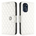 For Motorola Moto G 5G 2022 Rhombic Texture Flip Leather Phone Case with Lanyard(White)