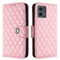 For Motorola Moto G 5G 2023 Rhombic Texture Flip Leather Phone Case with Lanyard(Pink)