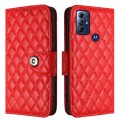 For Motorola Moto G Play 2023 / G Pure Rhombic Texture Flip Leather Phone Case with Lanyard(Red)