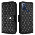 For Motorola Moto G Play 2023 / G Pure Rhombic Texture Flip Leather Phone Case with Lanyard(Black)