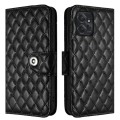 For Motorola Moto G Power 2023 Rhombic Texture Flip Leather Phone Case with Lanyard(Black)