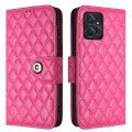 For Motorola Moto G Power 2023 Rhombic Texture Flip Leather Phone Case with Lanyard(Rose Red)