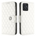 For Motorola Moto G Power 2023 Rhombic Texture Flip Leather Phone Case with Lanyard(White)