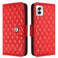 For Motorola Moto G Power 5G 2024 Rhombic Texture Flip Leather Phone Case with Lanyard(Red)