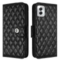 For Motorola Moto G Power 5G 2024 Rhombic Texture Flip Leather Phone Case with Lanyard(Black)