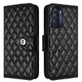 For Motorola Moto G Stylus 5G 2022 Rhombic Texture Flip Leather Phone Case with Lanyard(Black)