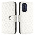 For Motorola Moto G Stylus 5G 2022 Rhombic Texture Flip Leather Phone Case with Lanyard(White)