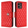 For Motorola Moto G Stylus 5G 2023 Rhombic Texture Flip Leather Phone Case with Lanyard(Red)