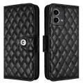 For Motorola Moto G Stylus 5G 2023 Rhombic Texture Flip Leather Phone Case with Lanyard(Black)