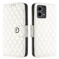 For Motorola Moto G Stylus 5G 2023 Rhombic Texture Flip Leather Phone Case with Lanyard(White)