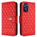 For Motorola Moto G Stylus 4G 2022 Rhombic Texture Flip Leather Phone Case with Lanyard(Red)