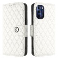 For Motorola Moto G Stylus 4G 2022 Rhombic Texture Flip Leather Phone Case with Lanyard(White)