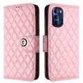 For Motorola Moto G Stylus 4G 2022 Rhombic Texture Flip Leather Phone Case with Lanyard(Pink)