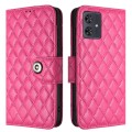 For Motorola Moto G54 Rhombic Texture Flip Leather Phone Case with Lanyard(Rose Red)