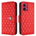 For Motorola Moto G84 Rhombic Texture Flip Leather Phone Case with Lanyard(Red)