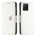 For Xiaomi 13T / 13T Pro Rhombic Texture Flip Leather Phone Case with Lanyard(White)