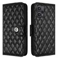 For Xiaomi Poco F5 / Redmi Note 12 Turbo Rhombic Texture Flip Leather Phone Case with Lanyard(Black)