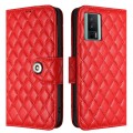 For Xiaomi Poco F5 Pro / Redmi K60 Rhombic Texture Flip Leather Phone Case with Lanyard(Red)