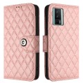 For Xiaomi Poco F5 Pro / Redmi K60 Rhombic Texture Flip Leather Phone Case with Lanyard(Coral Pink)