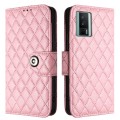 For Xiaomi Poco F5 Pro / Redmi K60 Rhombic Texture Flip Leather Phone Case with Lanyard(Pink)