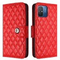 For Xiaomi Redmi 12C / 11A / Poco C55 Rhombic Texture Flip Leather Phone Case with Lanyard(Red)