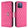 For Xiaomi Redmi 12C / 11A / Poco C55 Rhombic Texture Flip Leather Phone Case with Lanyard(Rose Red)