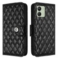 For Xiaomi Redmi 13C 4G Rhombic Texture Flip Leather Phone Case with Lanyard(Black)