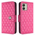 For Xiaomi Redmi 13C 4G Rhombic Texture Flip Leather Phone Case with Lanyard(Rose Red)