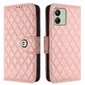 For Xiaomi Redmi 13C 4G Rhombic Texture Flip Leather Phone Case with Lanyard(Coral Pink)