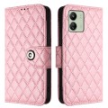 For Xiaomi Redmi 13C 4G Rhombic Texture Flip Leather Phone Case with Lanyard(Pink)