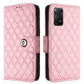 For Xiaomi Redmi Note 11 Pro 5G/4G Global Rhombic Texture Flip Leather Phone Case with Lanyard(Pink)