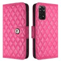 For Xiaomi Redmi Note 11S / Note 11 Global Rhombic Texture Flip Leather Phone Case with Lanyard(Rose