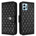 For Xiaomi Redmi Note 12 4G Rhombic Texture Flip Leather Phone Case with Lanyard(Black)