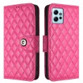 For Xiaomi Redmi Note 12 4G Rhombic Texture Flip Leather Phone Case with Lanyard(Rose Red)