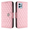 For Xiaomi Redmi Note 12 4G Rhombic Texture Flip Leather Phone Case with Lanyard(Pink)