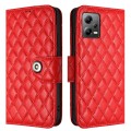 For Xiaomi Redmi Note 12 5G Rhombic Texture Flip Leather Phone Case with Lanyard(Red)