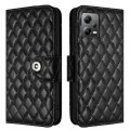 For Xiaomi Redmi Note 12 5G Rhombic Texture Flip Leather Phone Case with Lanyard(Black)