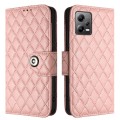 For Xiaomi Redmi Note 12 5G Rhombic Texture Flip Leather Phone Case with Lanyard(Coral Pink)