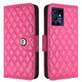 For Xiaomi Redmi Note 12 Pro 5G Rhombic Texture Flip Leather Phone Case with Lanyard(Rose Red)