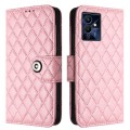 For Xiaomi Redmi Note 12 Pro 5G Rhombic Texture Flip Leather Phone Case with Lanyard(Pink)
