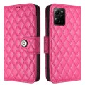 For Xiaomi Redmi Note 12 Pro Speed Rhombic Texture Flip Leather Phone Case with Lanyard(Rose Red)