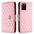 For Xiaomi Redmi Note 12 Pro Speed Rhombic Texture Flip Leather Phone Case with Lanyard(Pink)