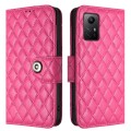 For Xiaomi Redmi Note 12S 4G Rhombic Texture Flip Leather Phone Case with Lanyard(Rose Red)