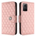 For Xiaomi Redmi Note 12S 4G Rhombic Texture Flip Leather Phone Case with Lanyard(Coral Pink)