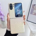 For OPPO Find N2 Flip Pearlescent Paint Gradient Geometric Leather Phone Case(Gold)