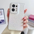 For OPPO Find N2 Pearlescent Paint Gradient Geometric Leather Phone Case(Silver)